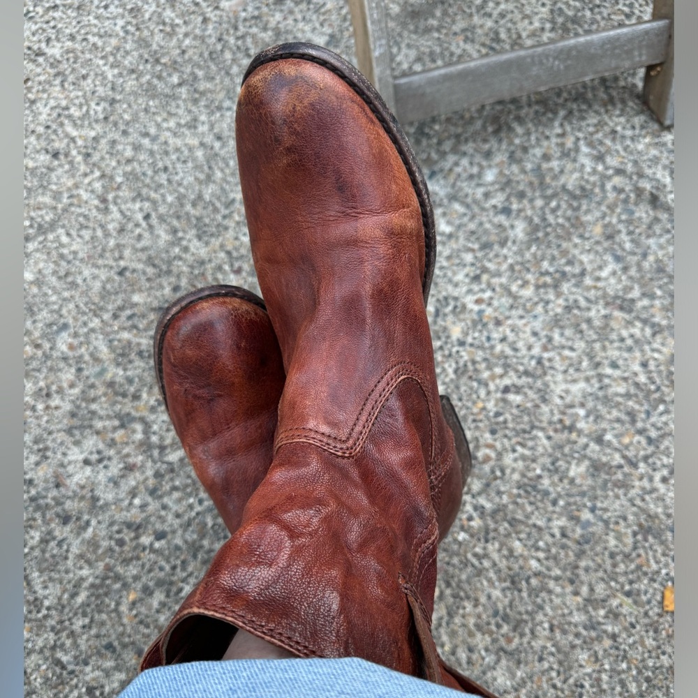 Frye Distressed Leather Ankle Booties